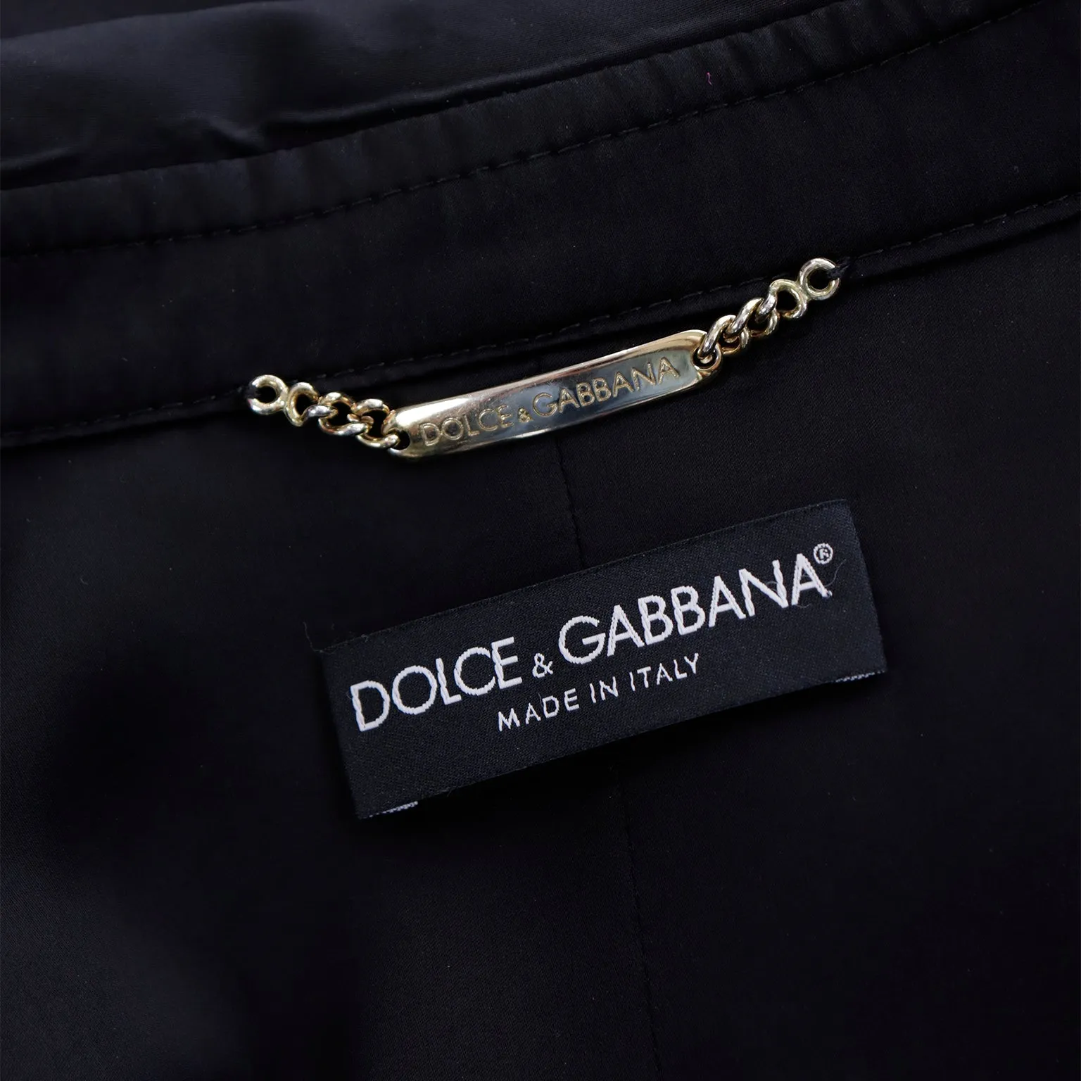 2000s Dolce & Gabbana Black Satin Cropped Trench Jacket w Belt