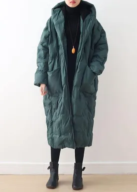 2021 Blackish Green Warm Down Coat Oversize Overcoat