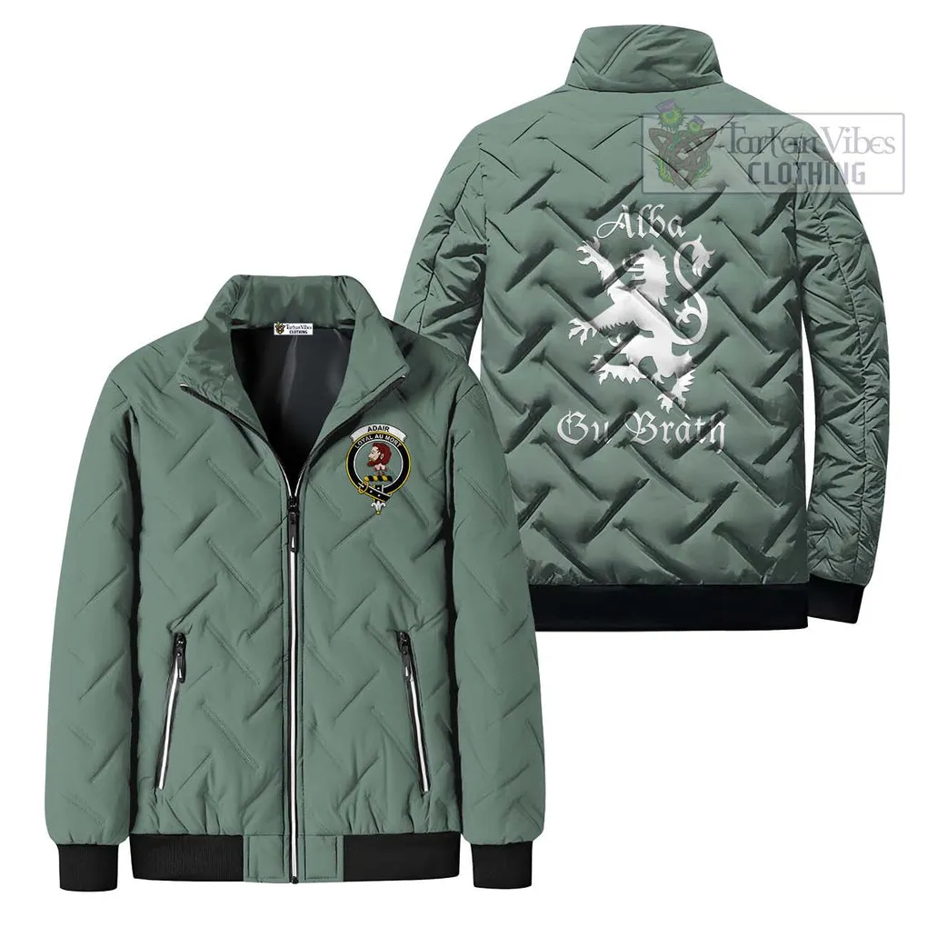 Adair Family Crest Padded Cotton Jacket Lion Rampant Alba Gu Brath Style