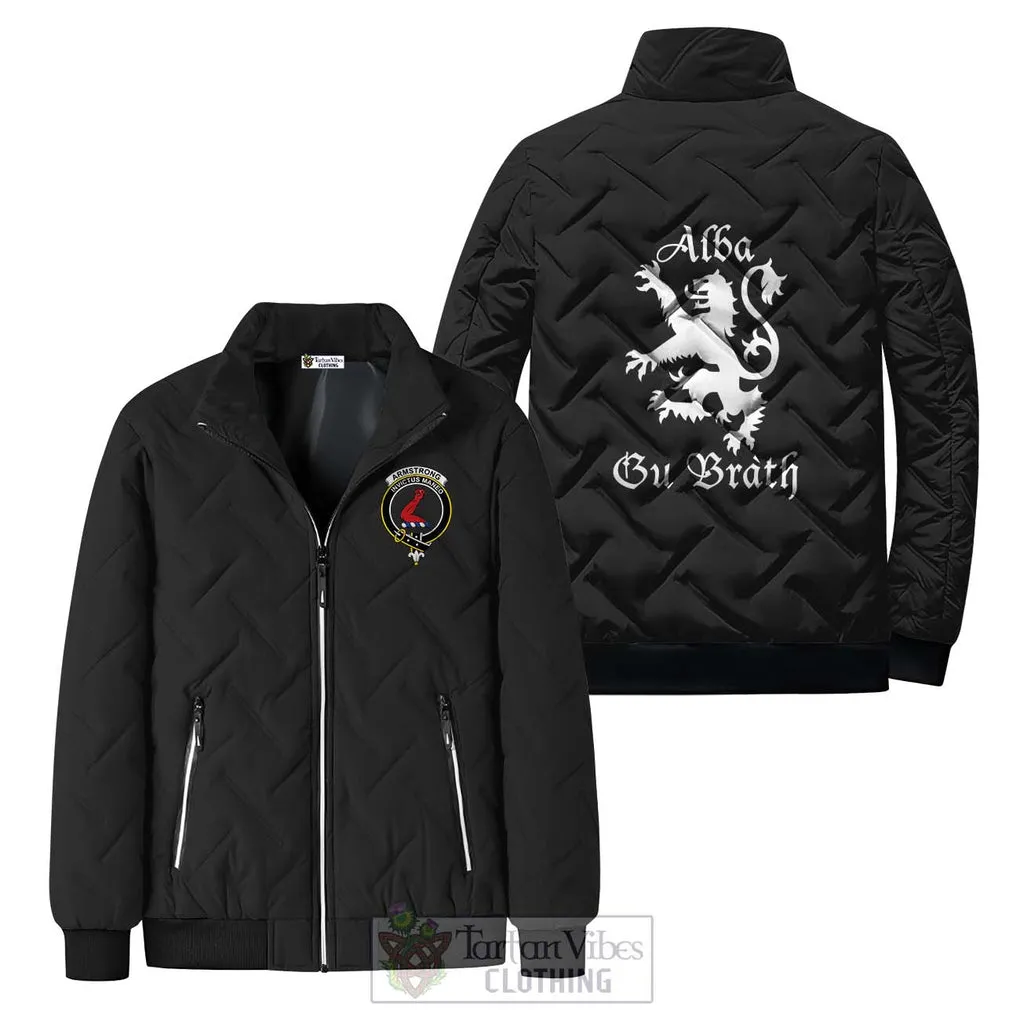 Armstrong Family Crest Padded Cotton Jacket Lion Rampant Alba Gu Brath Style