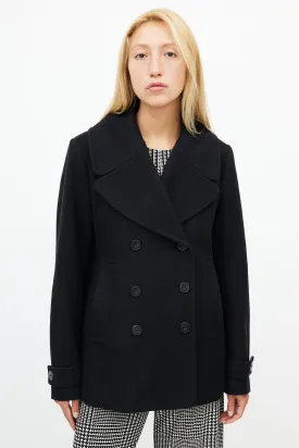 Black Wool Double Breasted Coat