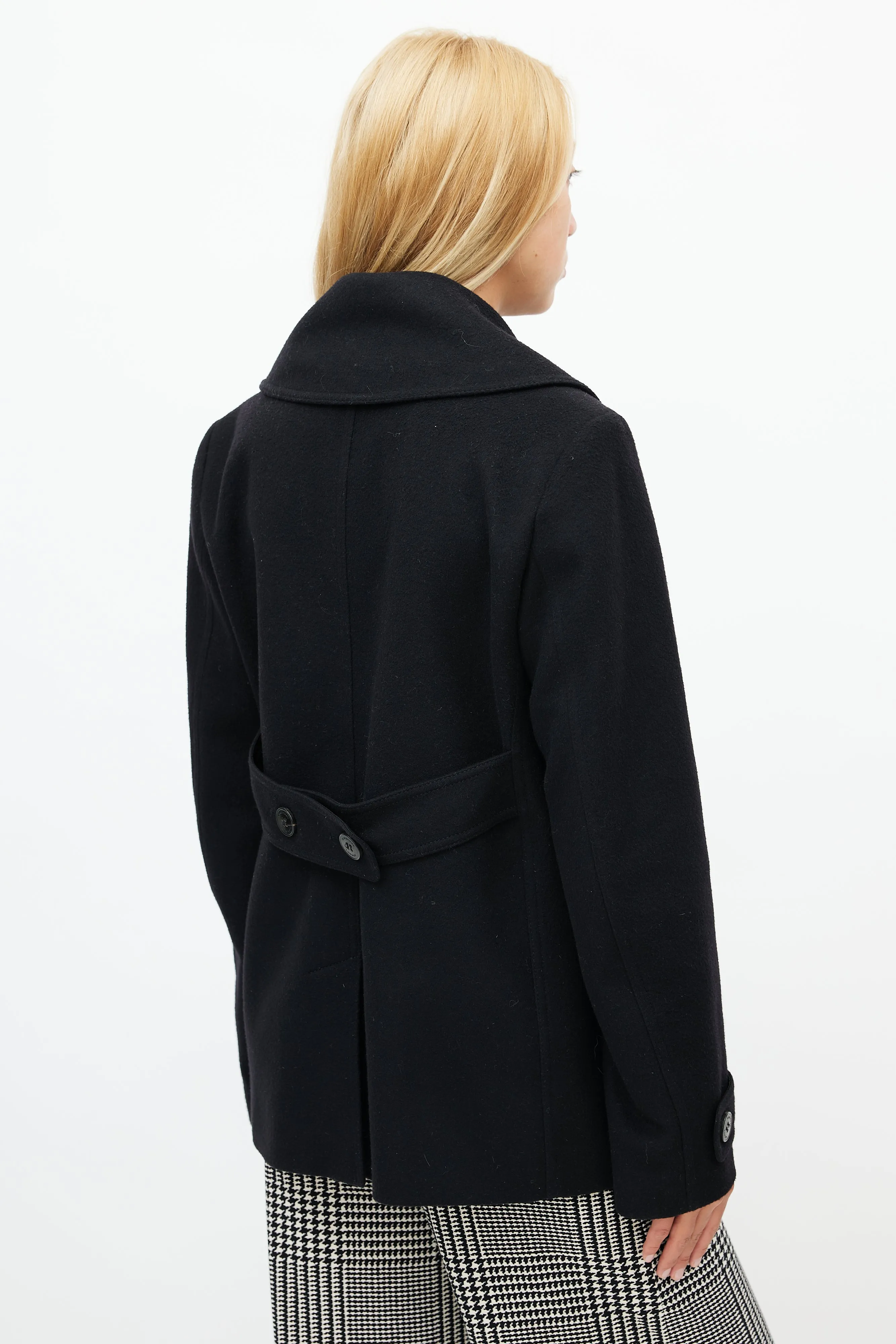 Black Wool Double Breasted Coat