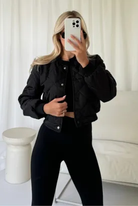 Cady black quilted bomber jacket