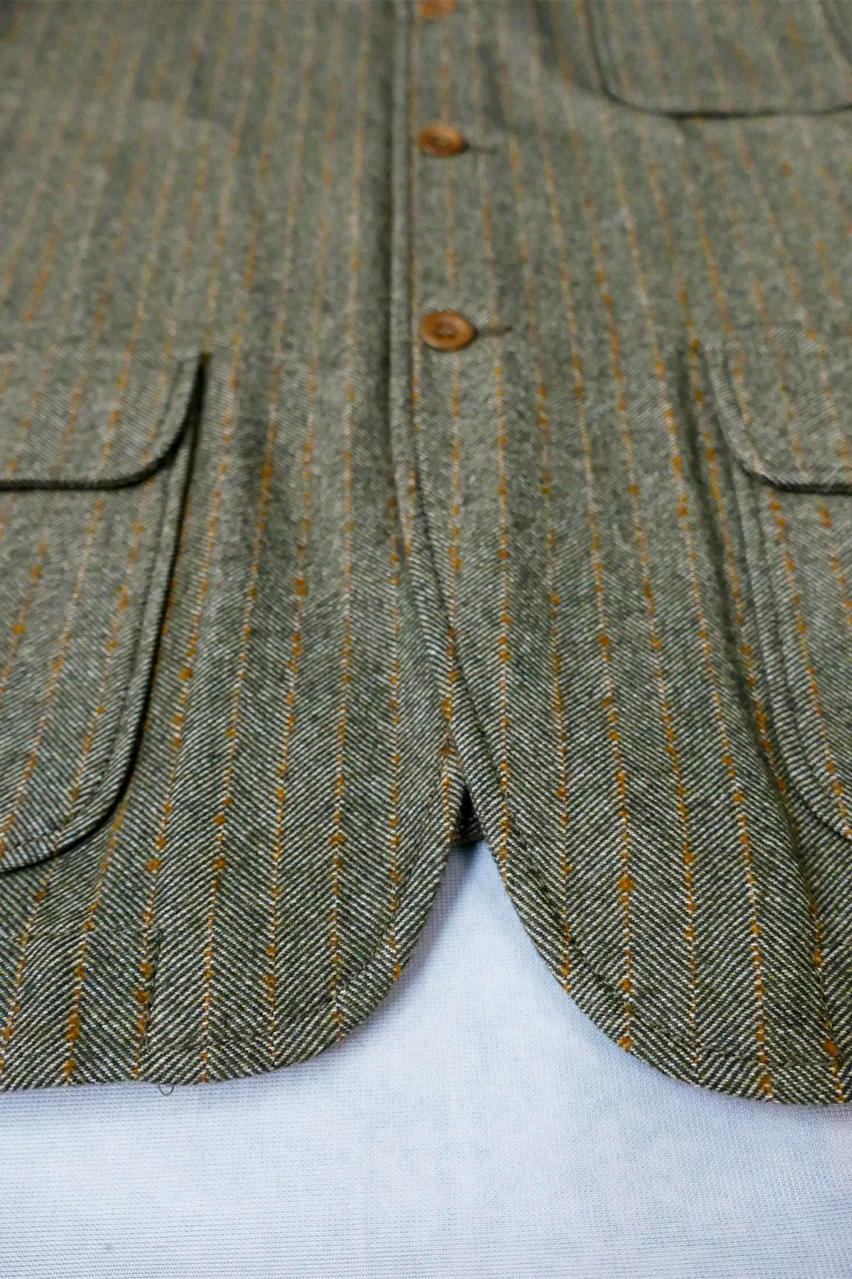 Captain Santors - Herringbone Lawyer Jacket in muted military green with rust stripes