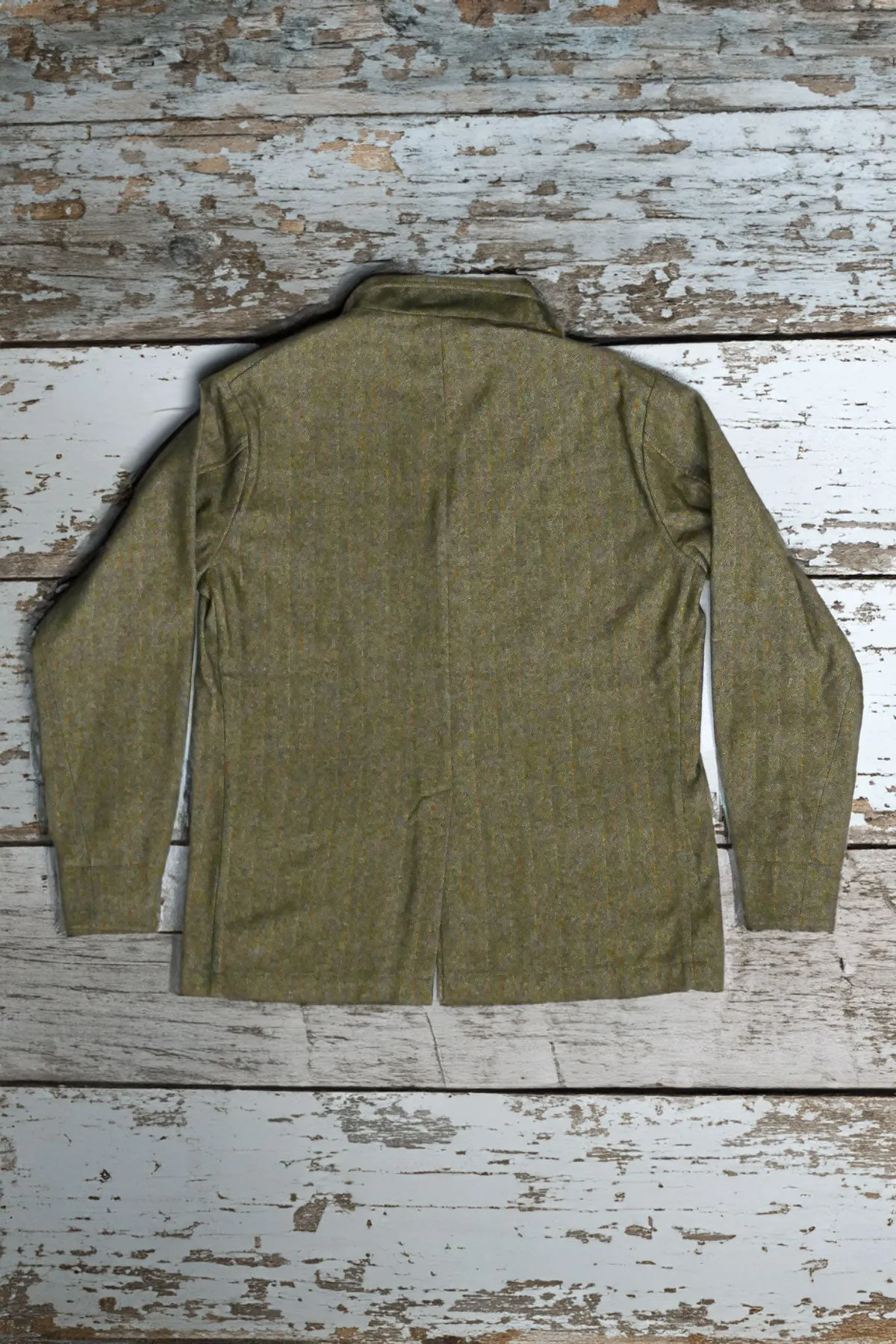 Captain Santors - Herringbone Lawyer Jacket in muted military green with rust stripes