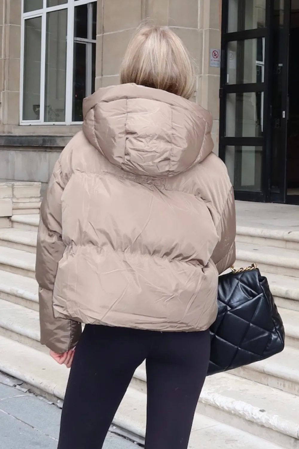 Chloe taupe short puffer coat