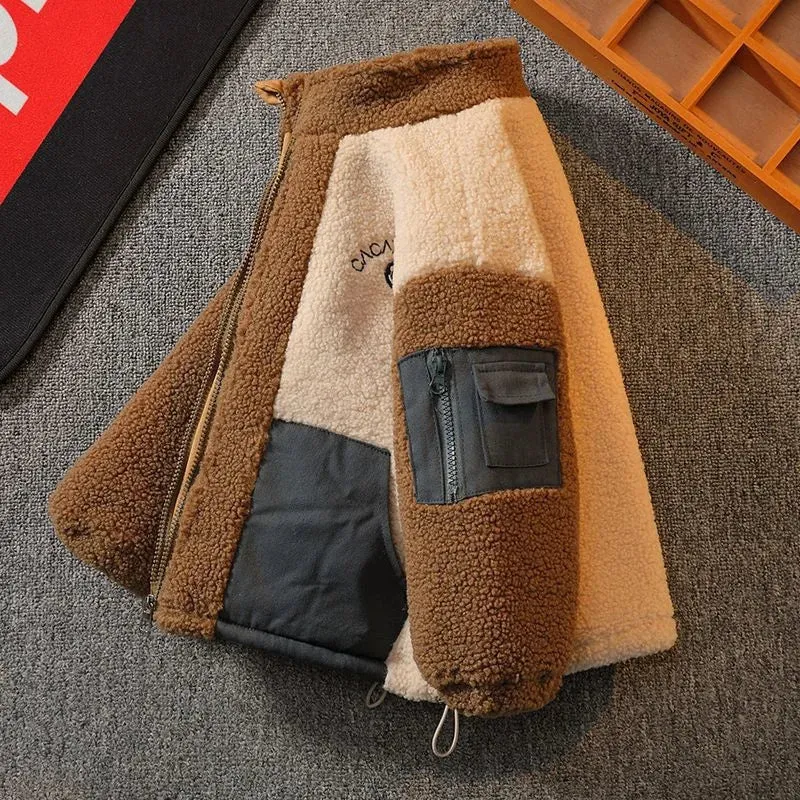 Color-Block Thick Sherpa Jacket