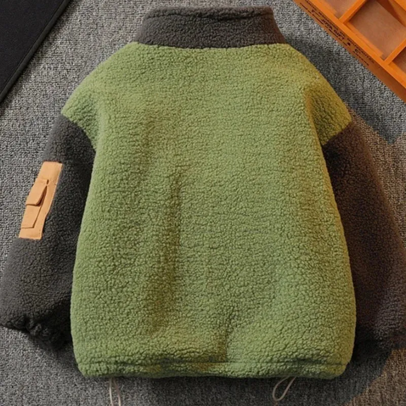 Color-Block Thick Sherpa Jacket