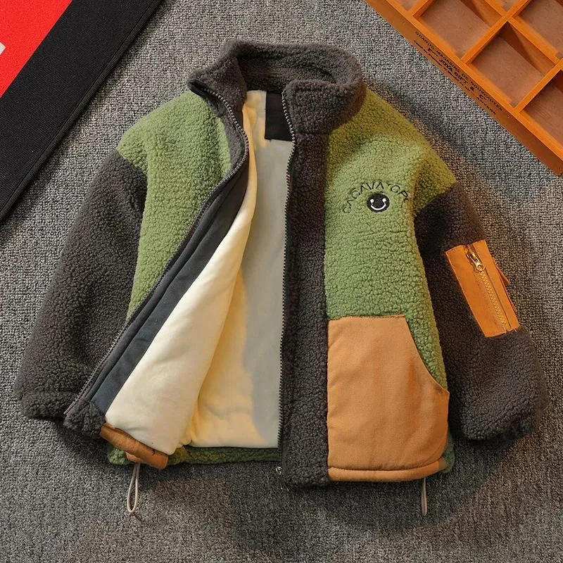 Color-Block Thick Sherpa Jacket