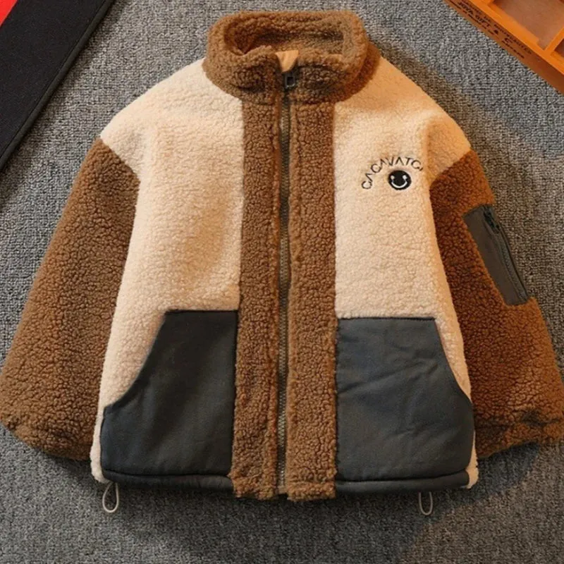 Color-Block Thick Sherpa Jacket