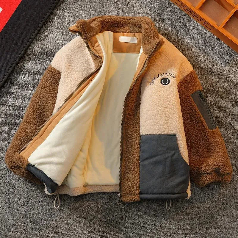 Color-Block Thick Sherpa Jacket