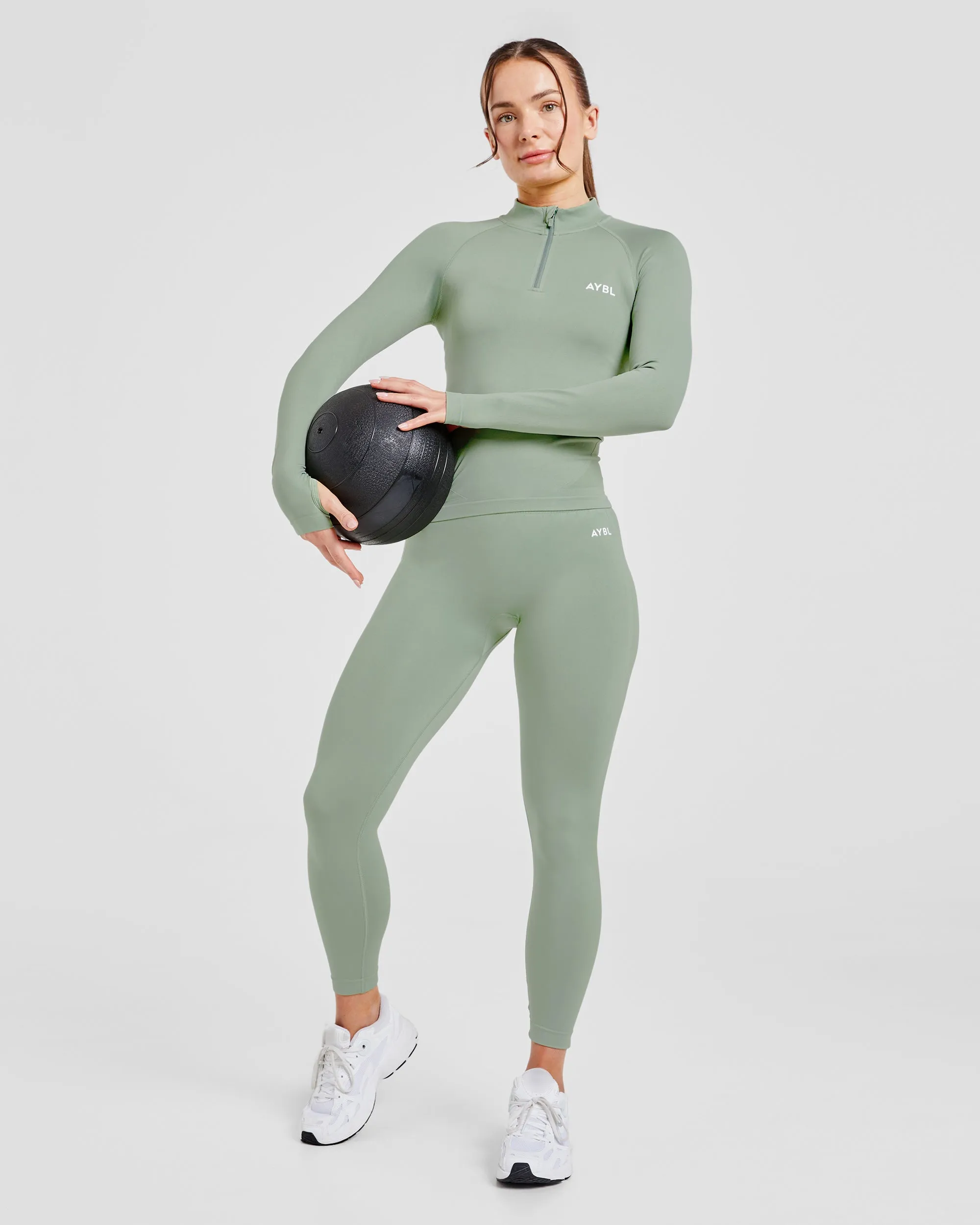 Empower Seamless 1/2 Zip Jacket - Grove Green