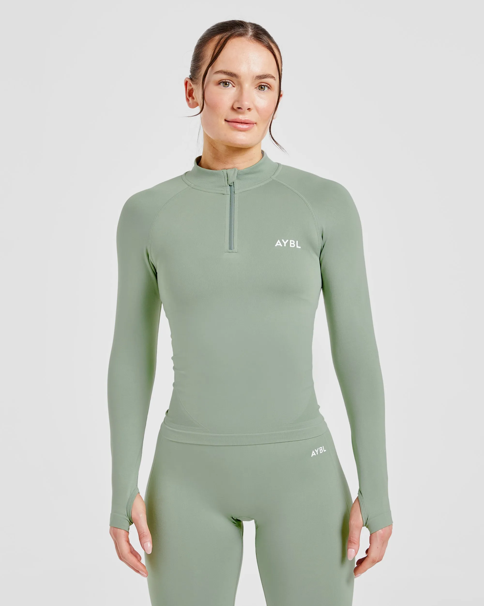 Empower Seamless 1/2 Zip Jacket - Grove Green