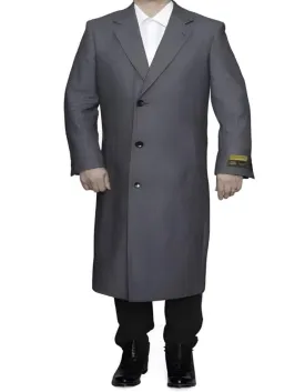 Full Length men's Ankle length Top Coat / Overcoat In Grey Herringbone - Mens Overcoat