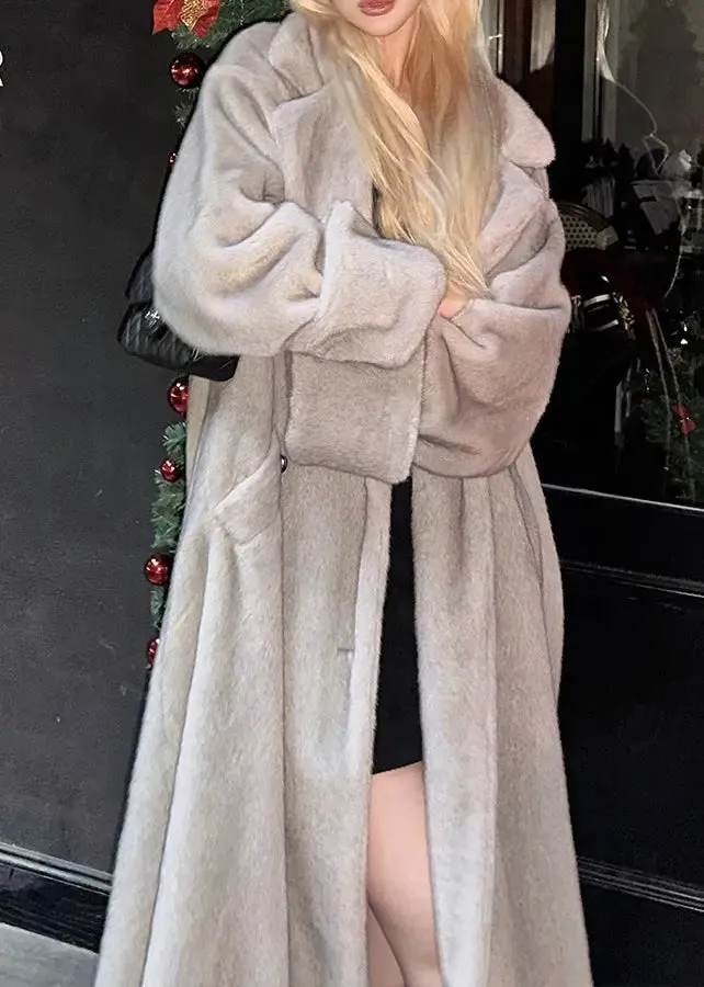 Italian Silver Pockets Mink Velvet Coat Winter