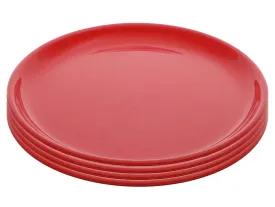 Kuber Industries Round Plastic Microwave/Dishwasher Safe Dinner Plates Set for Families, Parties, Daily Use, Set of 4 (Pink), Standard (HS39KUBMART022235)