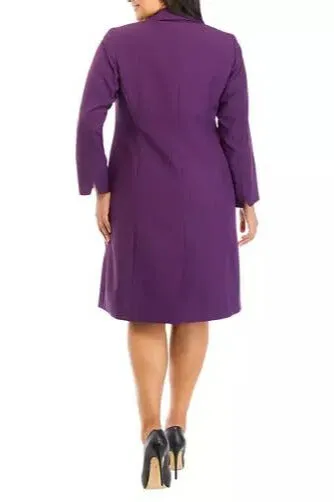 Le Suit Crepe Long Coat & Sheath Dress (Plus Size)