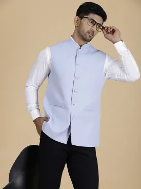 Light Blue Solid Regular Fit Modi Jacket | JadeBlue