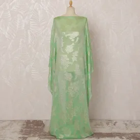 Light Green Somali Silk Chiffon Dirac Fabric with Metallic Lurex, 3.5 Meters, 140 cm Width-D20873