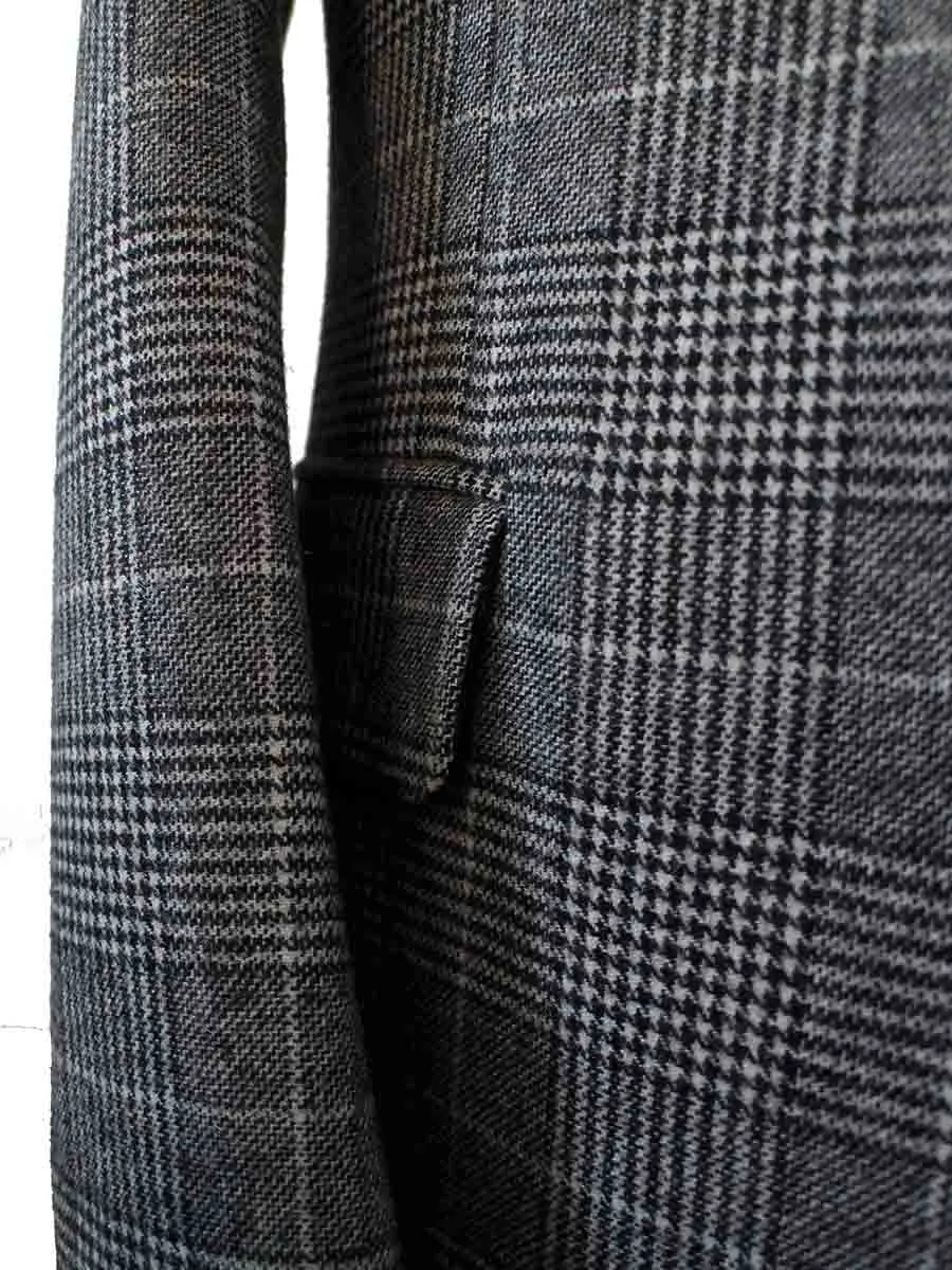 LIGHT GREY HOUNDSTOOTH PLAID TWEED 3 PIECE SUIT