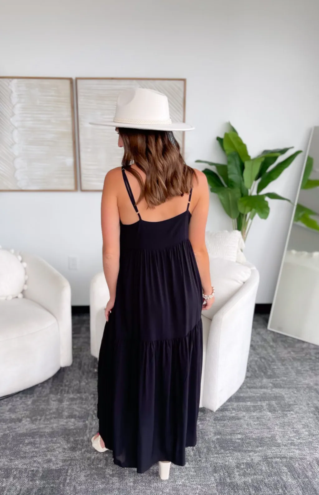 Makenna Tiered Black Maxi Dress