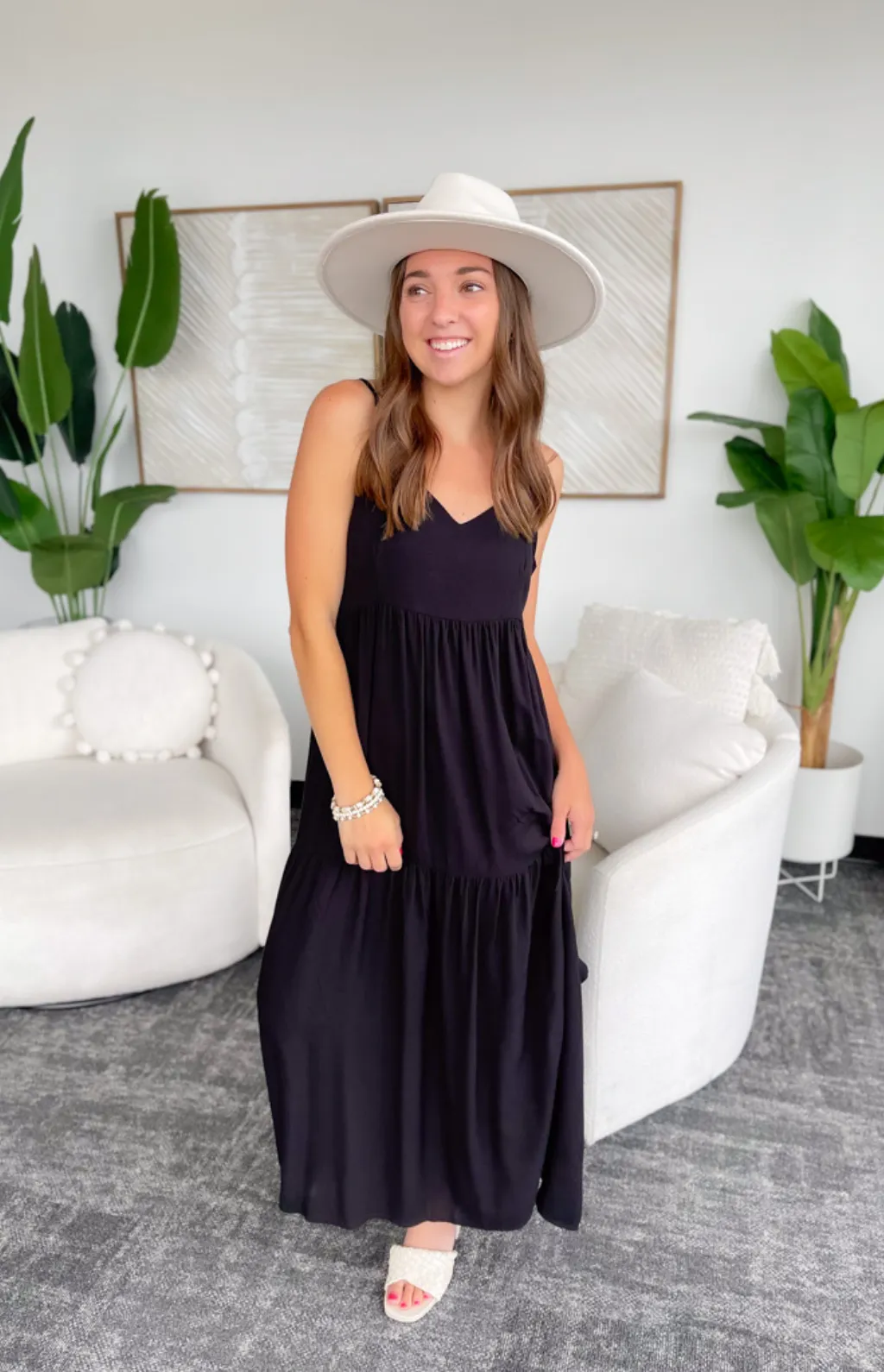 Makenna Tiered Black Maxi Dress