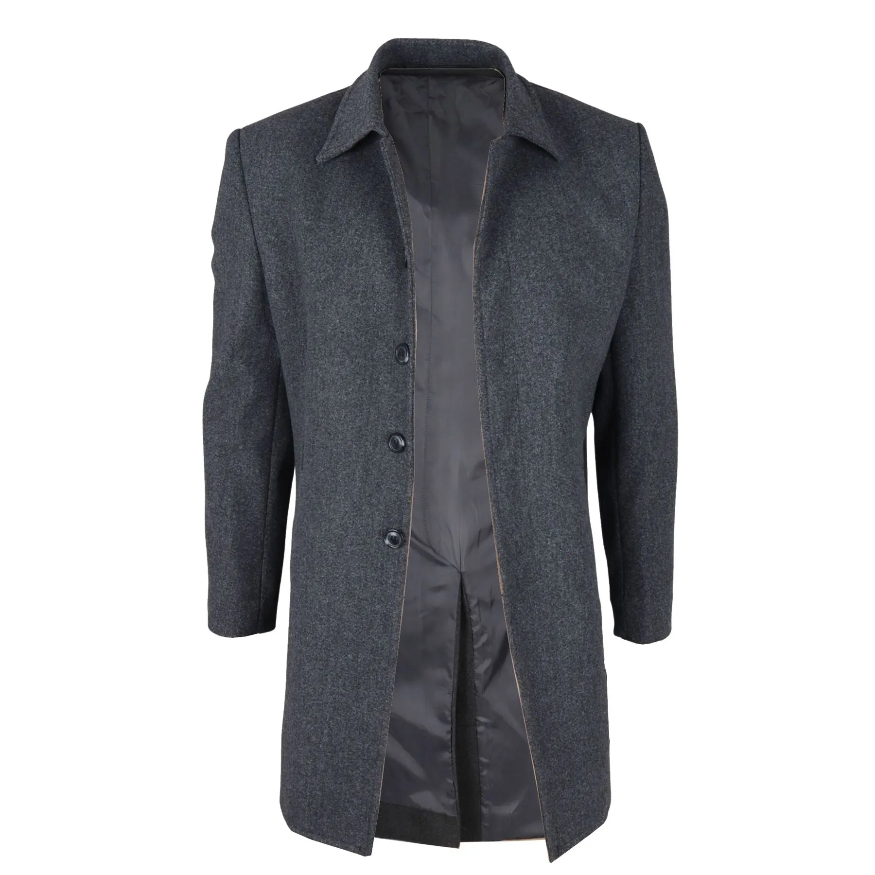 Men's Overcoat Classic Collar Wool Blend Classic Trench Coat Winter Jacket