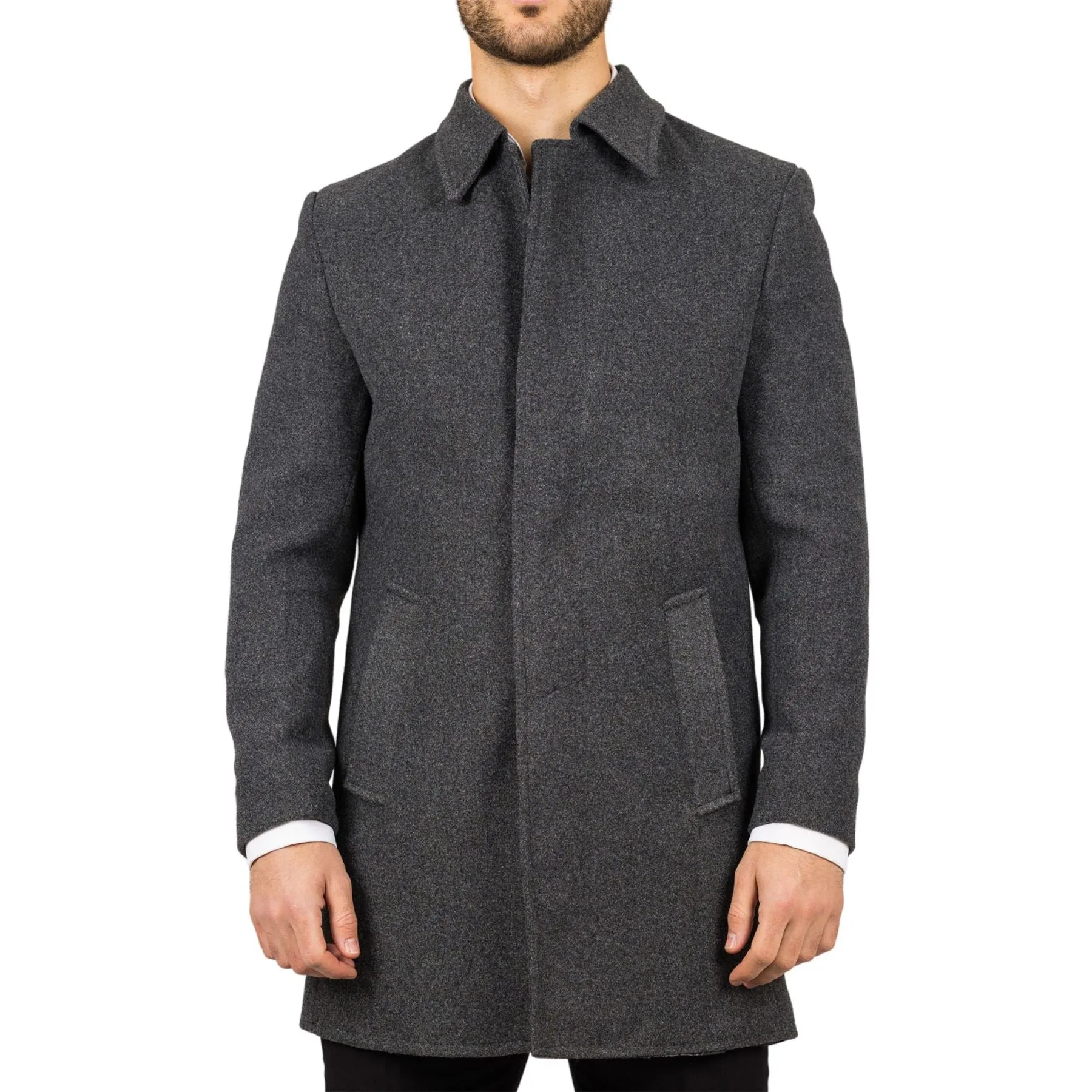 Men's Overcoat Classic Collar Wool Blend Classic Trench Coat Winter Jacket