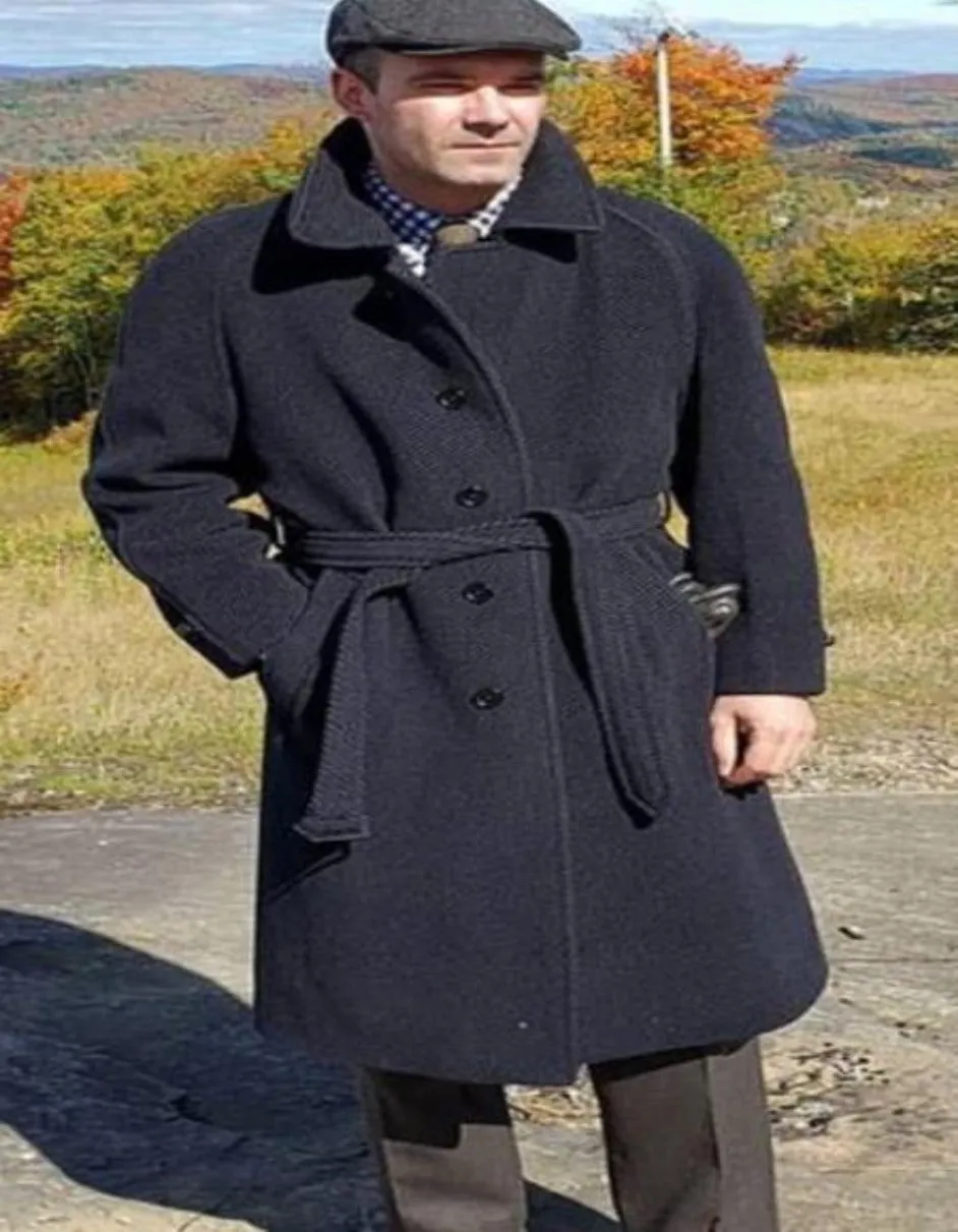 Mens Overcoat - Topcoat For Men - Winter Fabric - Charcoal Grey Belted Overcoat - Wool Topcoat - Full Length men's Coat - men's Longs Coat