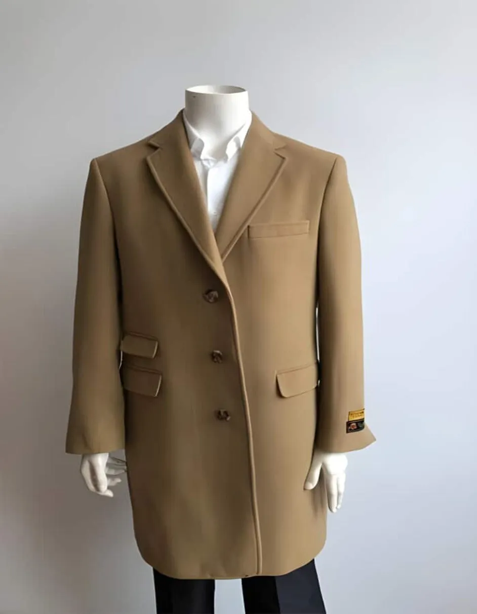 Mens Overcoat - Topcoat For Men - Winter Fabric - Long Jacket With Fur Collar Camel-no fur Ticket Pocket Designer men's Wool Peacoat Sale ~ Wool men's Car Coat Mid Length Three quarter length coat ~ Overcoat