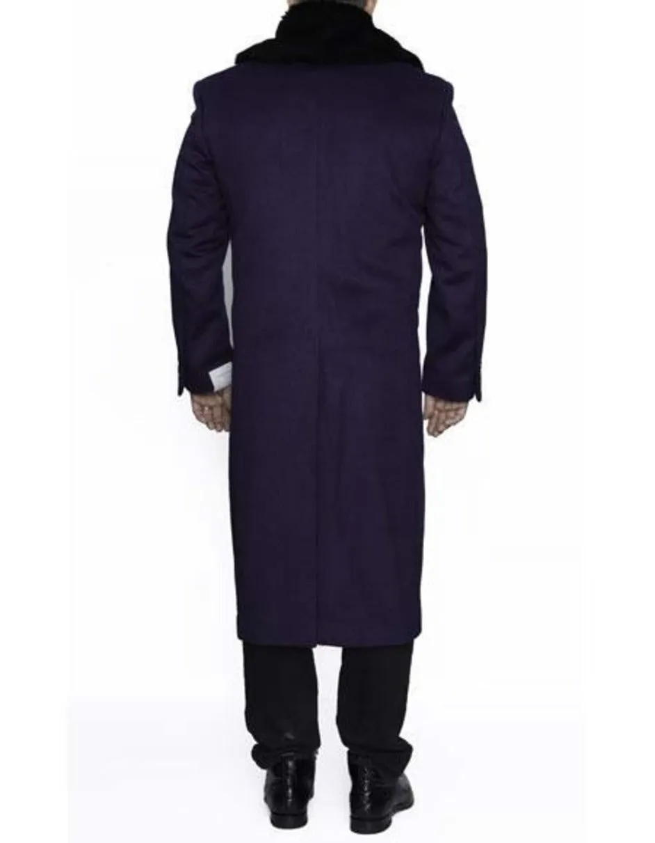 Mens Overcoat - Topcoat For Men - Winter Fabric -  Men's Big And Tall Overcoat Long Men's Dress Topcoat - Winter Coat 4XL 5XL 6XL Purple - Three Quarter 34 Inch Length