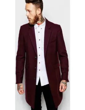 Mens Overcoat - Topcoat For Men - Winter Fabric- Mens Burgundy ~ Wine ~ Maroon Overcoats