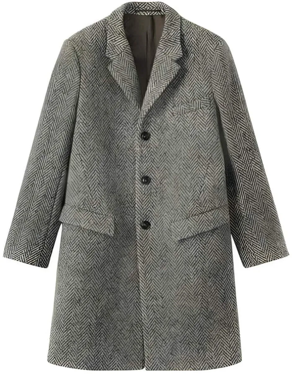 Mens Overcoat - Topcoat For Men - Winter Fabric - men's Herringbone Tweed Wool 1930s Overcoat