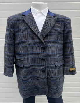 Mens Overcoat - Topcoat For Men - Winter Fabric -Mens Plaid Overcoat - Plaid Wool Topcoats - Gray Carcoat