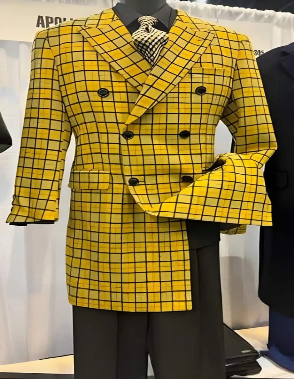 Mens Overcoat - Topcoat For Men - Winter Fabric - Mens Plaid Overcoat - Wool Peacoat - Plaid Topcoats Yellow