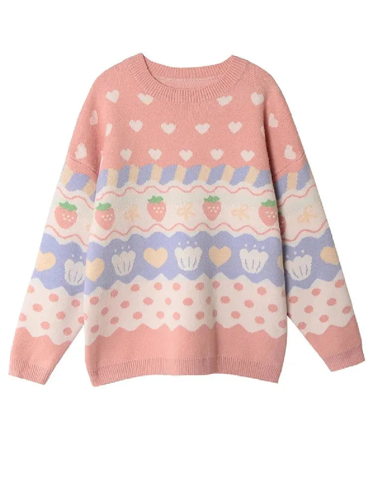 Metaversmall Blue Rabbit Cute Sweaters Women's Jumper Sweet Style Pullover Kawaii Sweater Long Sleeve Loose Knitted Pullovers