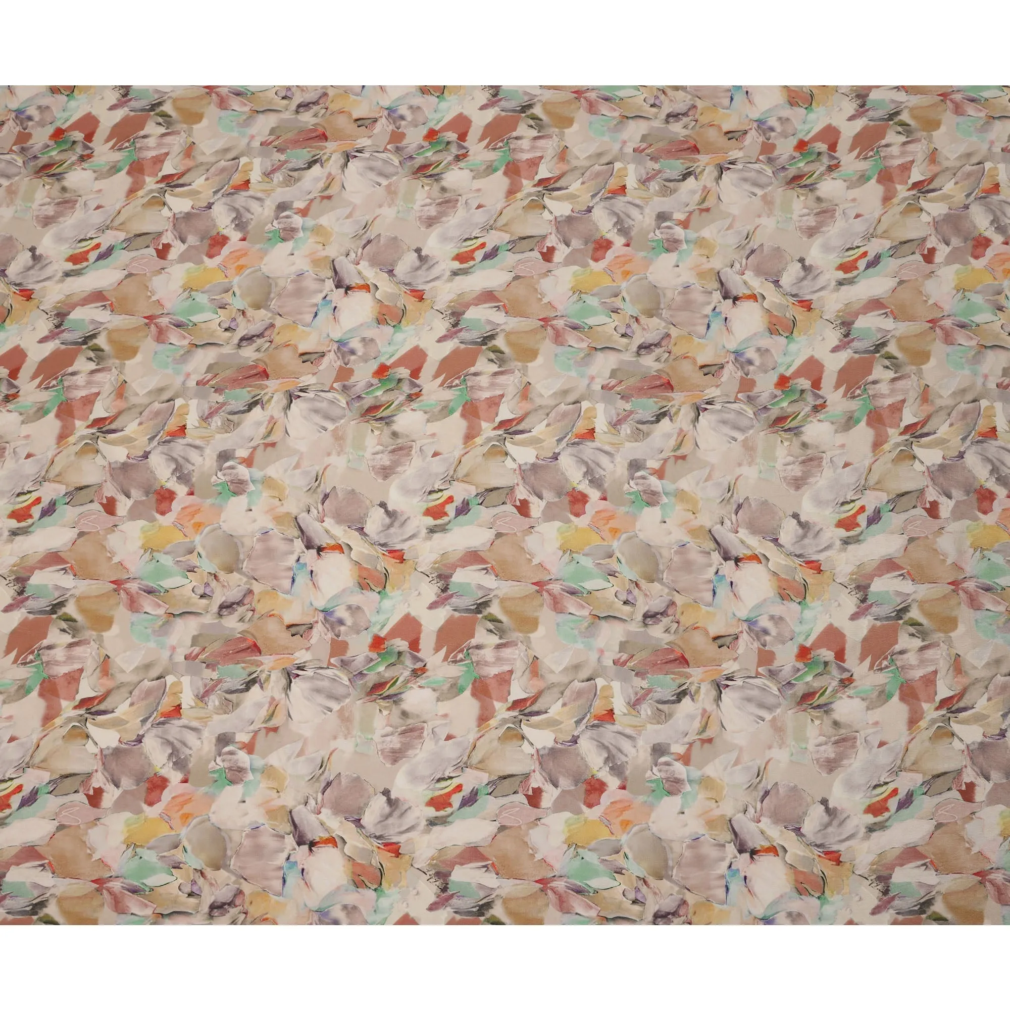 Multicolor Beige Viscose Digital Printed Fabric with Abstract Design, 110 cm Width-D21299