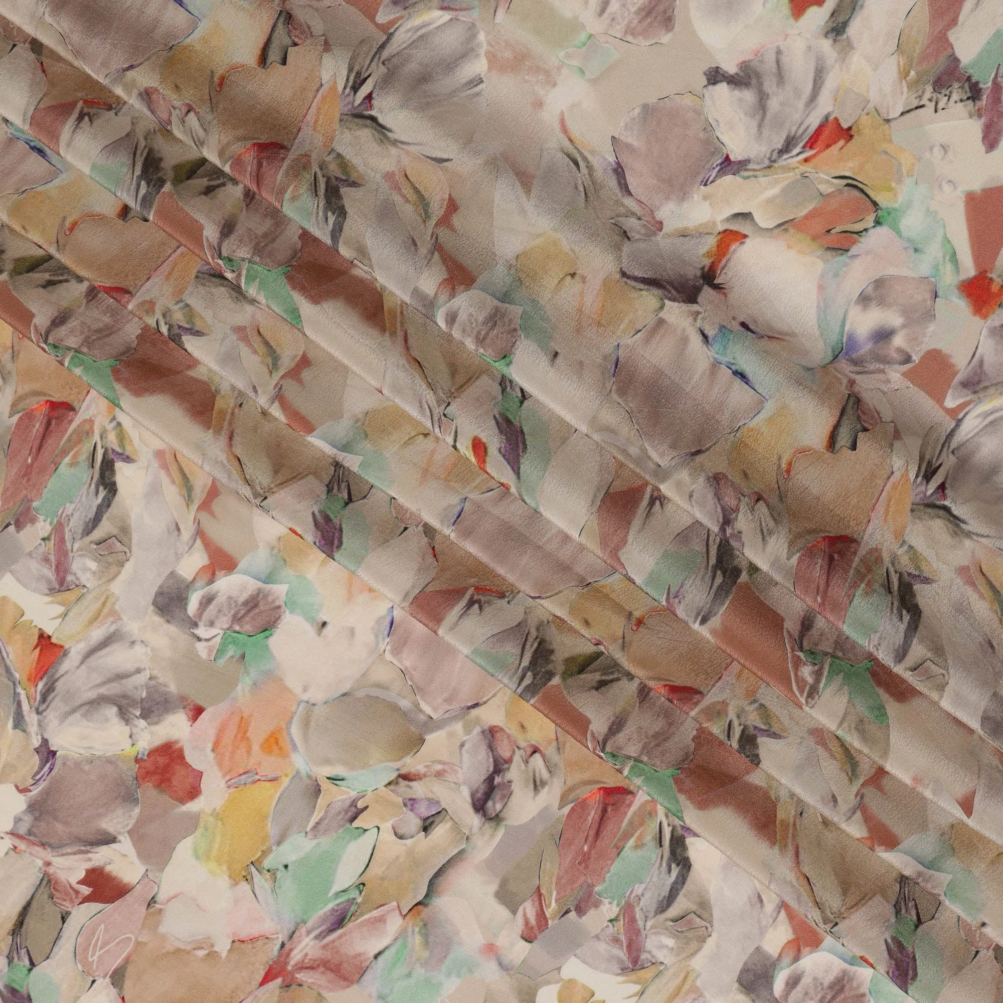 Multicolor Beige Viscose Digital Printed Fabric with Abstract Design, 110 cm Width-D21299