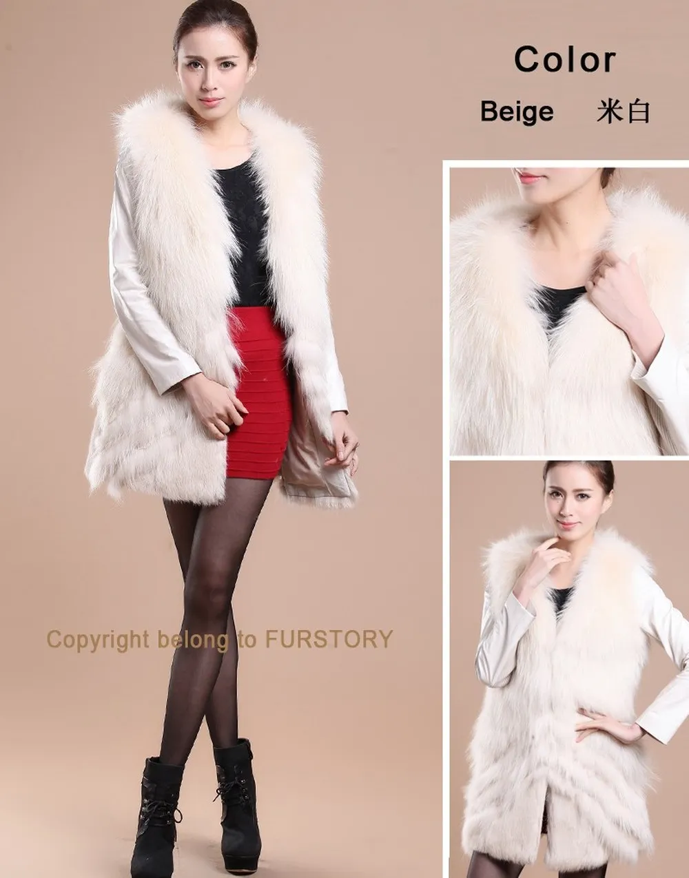 Natural Raccoon Fur Coat Female with Genuine Leather Elastic Sleeve Coats