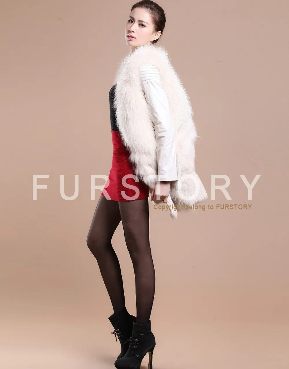 Natural Raccoon Fur Coat Female with Genuine Leather Elastic Sleeve Coats