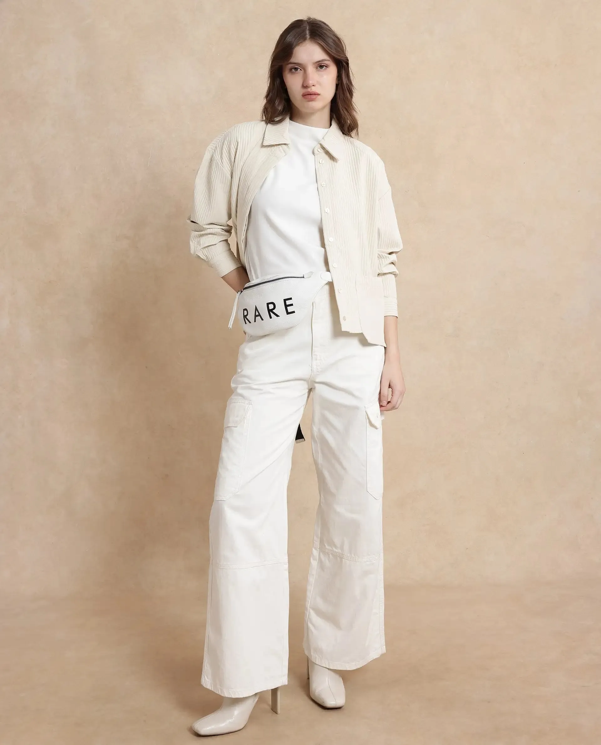 Rareism Women Albury Off White Plain Jacket