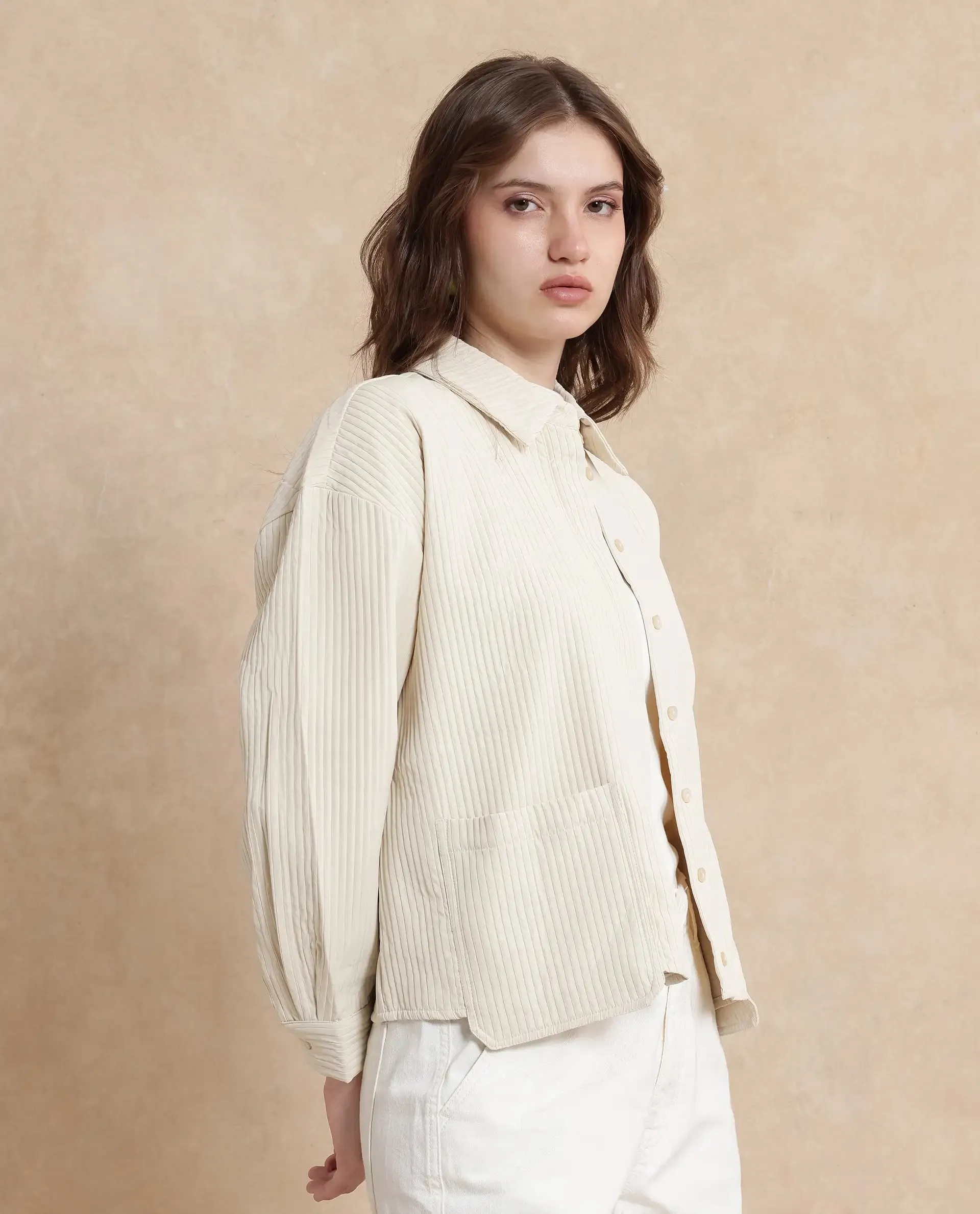 Rareism Women Albury Off White Plain Jacket