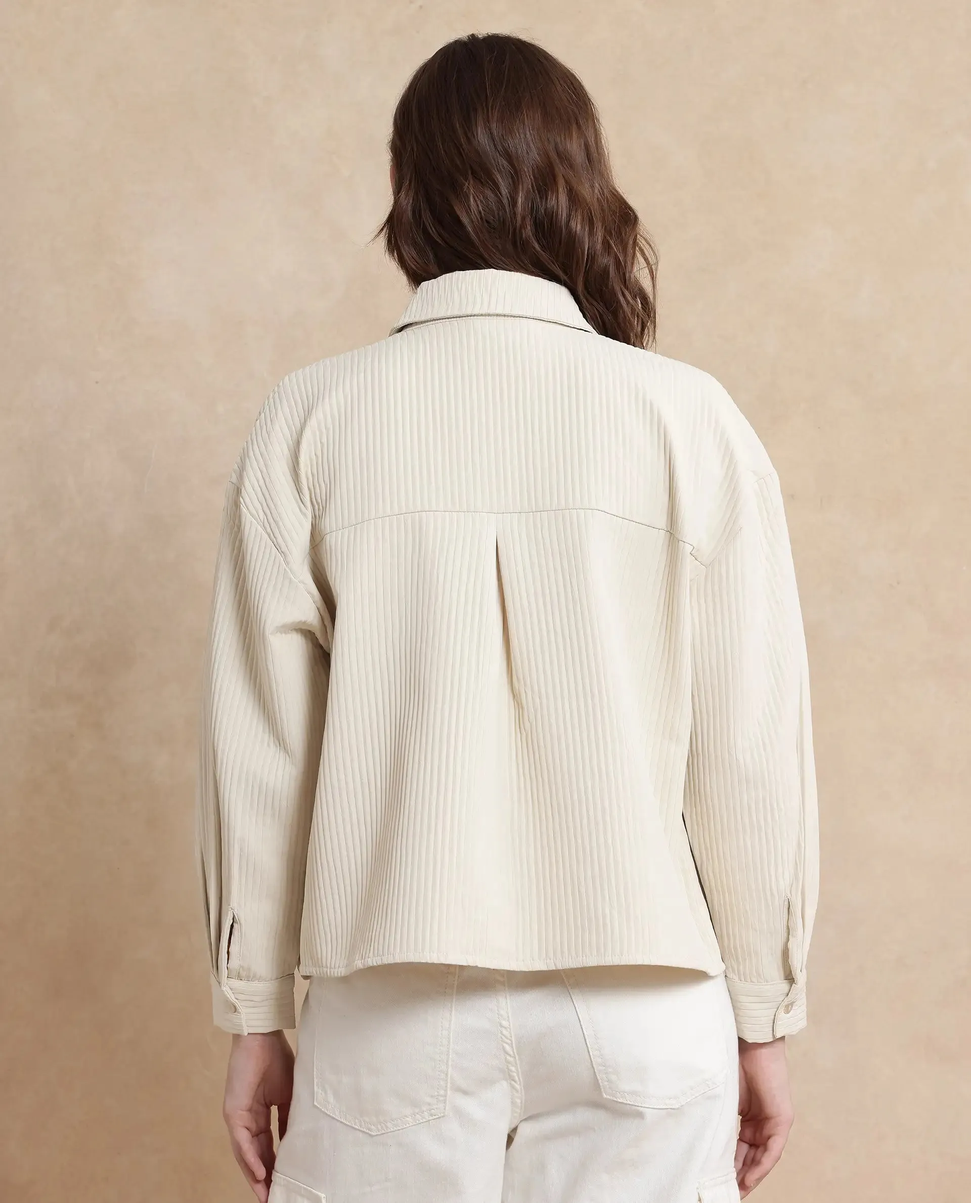 Rareism Women Albury Off White Plain Jacket