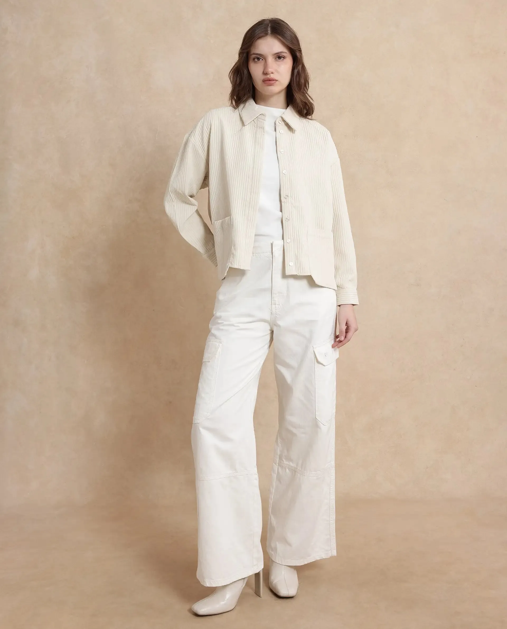 Rareism Women Albury Off White Plain Jacket