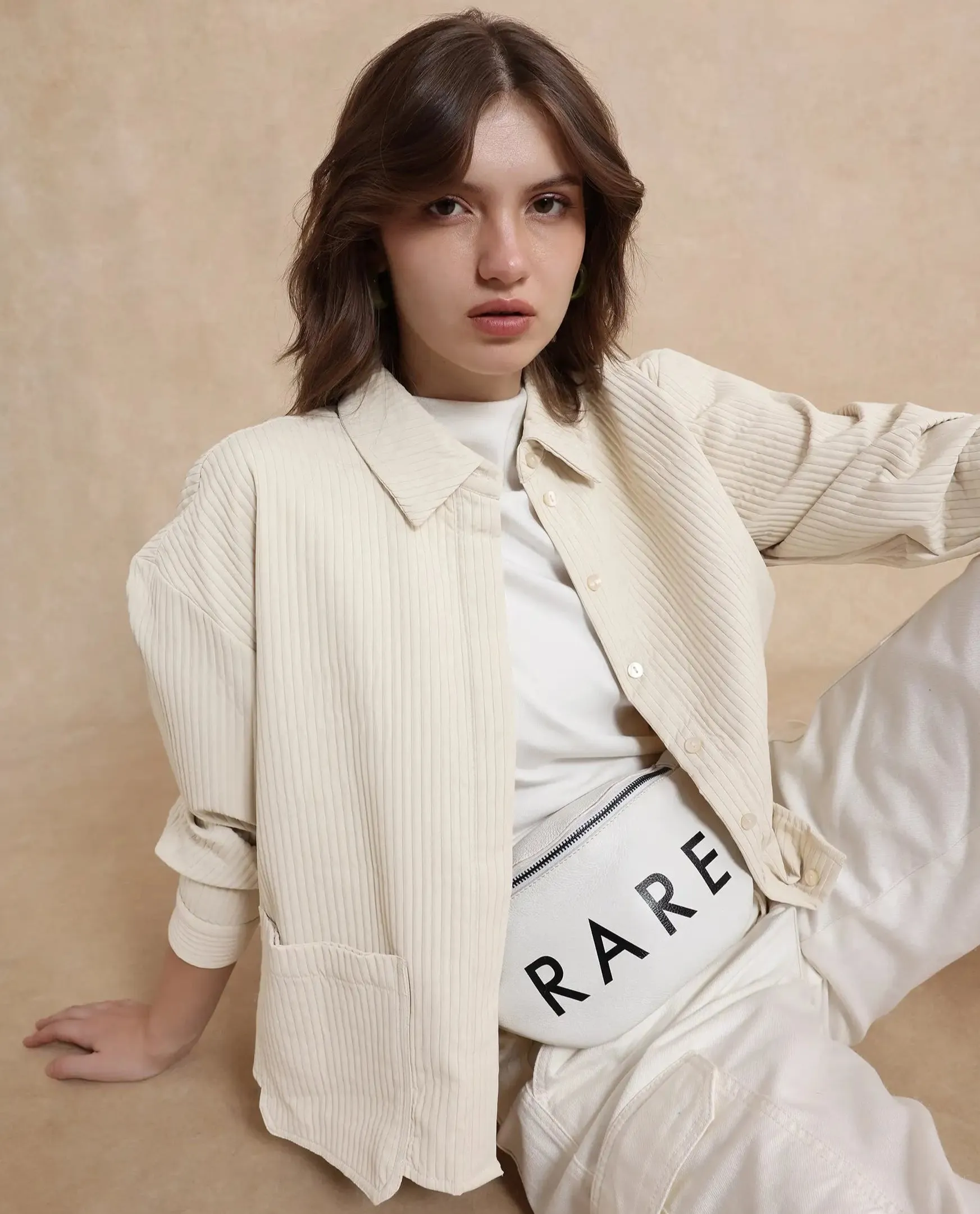 Rareism Women Albury Off White Plain Jacket