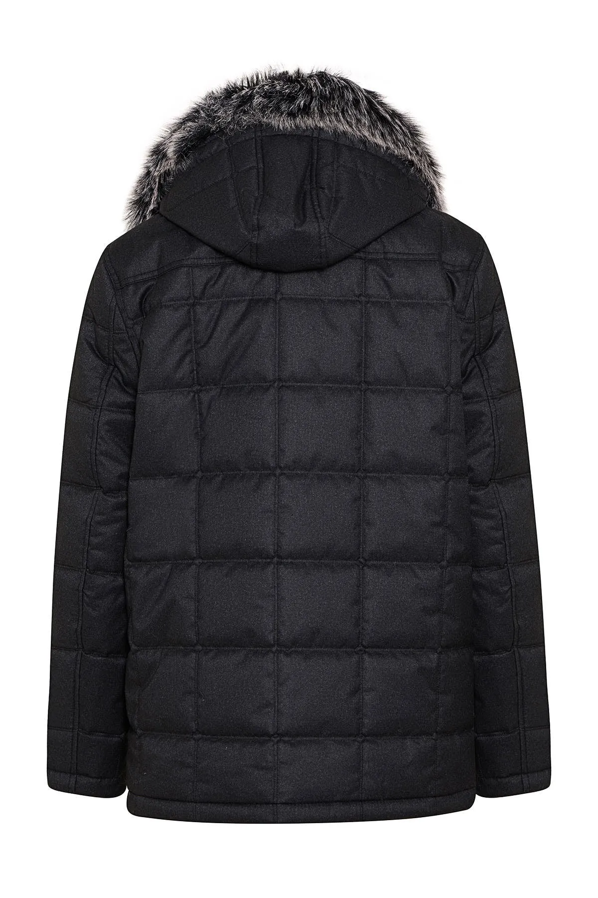 Slim Fit Faux Fur Black Hooded Coat