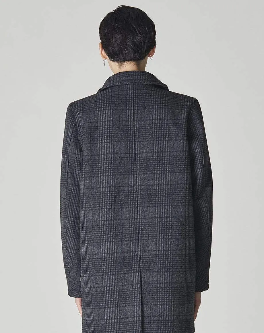 Troupe Mens Charcoal Check Overcoat | Grey