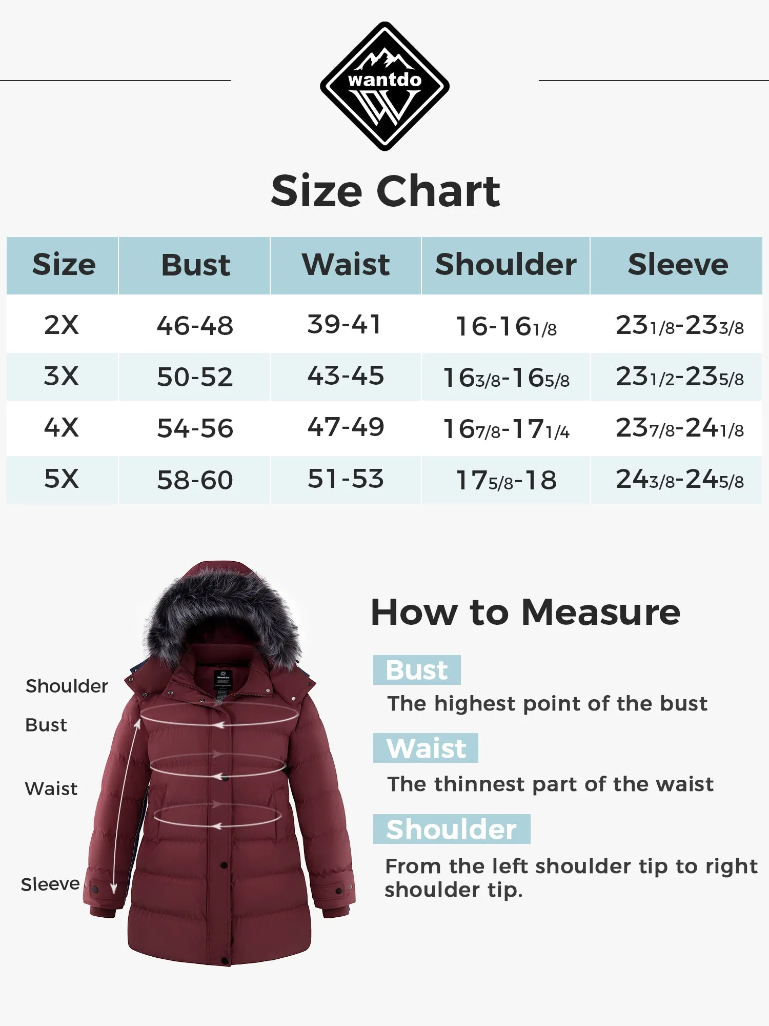 Wantdo Women's Plus Size Coat Quilted Winter Puffer Jacket Thicken Hooded Parka Coat