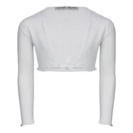 WHITE COTTON LONG SLEEVE  BOLERO FOR GIRLS