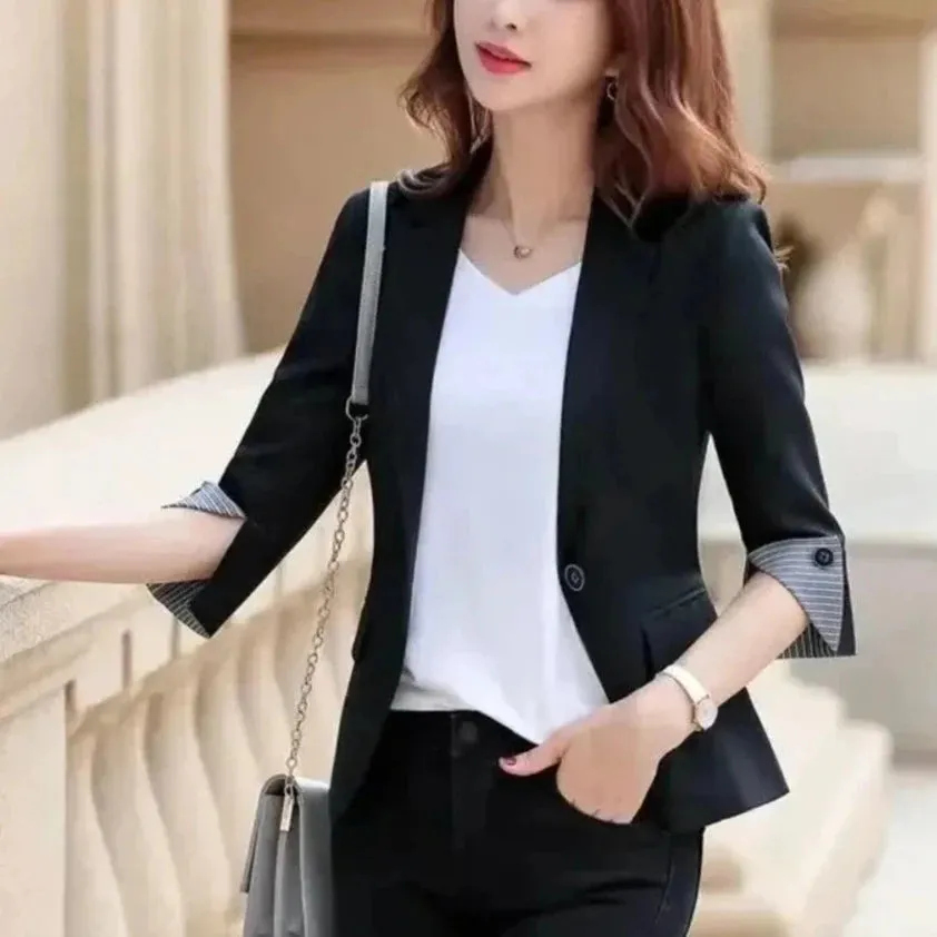 Womens Korean Theme Slim Fit Blazer Jacket